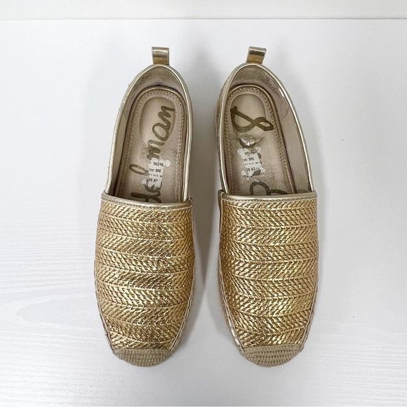Sam Edelman Khloe Gold Woven Espadrilles 9 - Picture 5 of 7